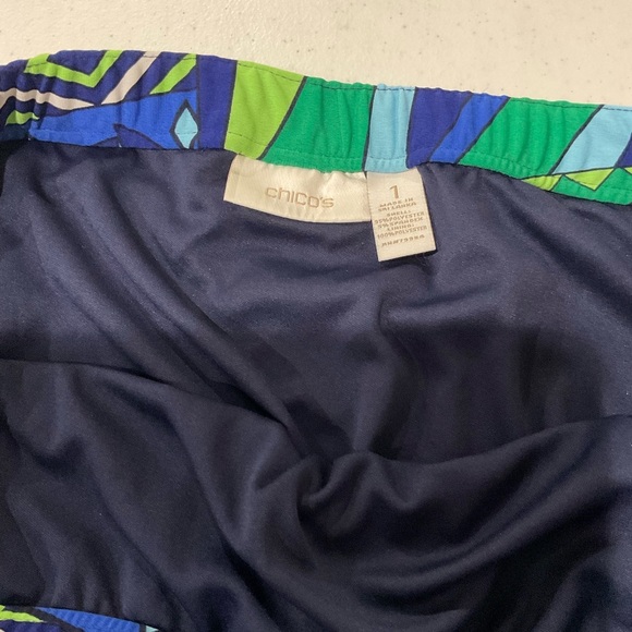 Chico's Abstract Maxi Skirt Boho Stretch Pull On Side Split Size 8 (Chic… - Picture 8 of 9